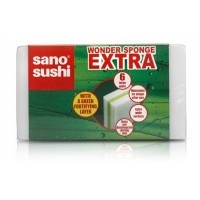 Багатофункціональна чудо-губка Sano Sushi EXTRA з додатковим зеленим шаром, 6 шт